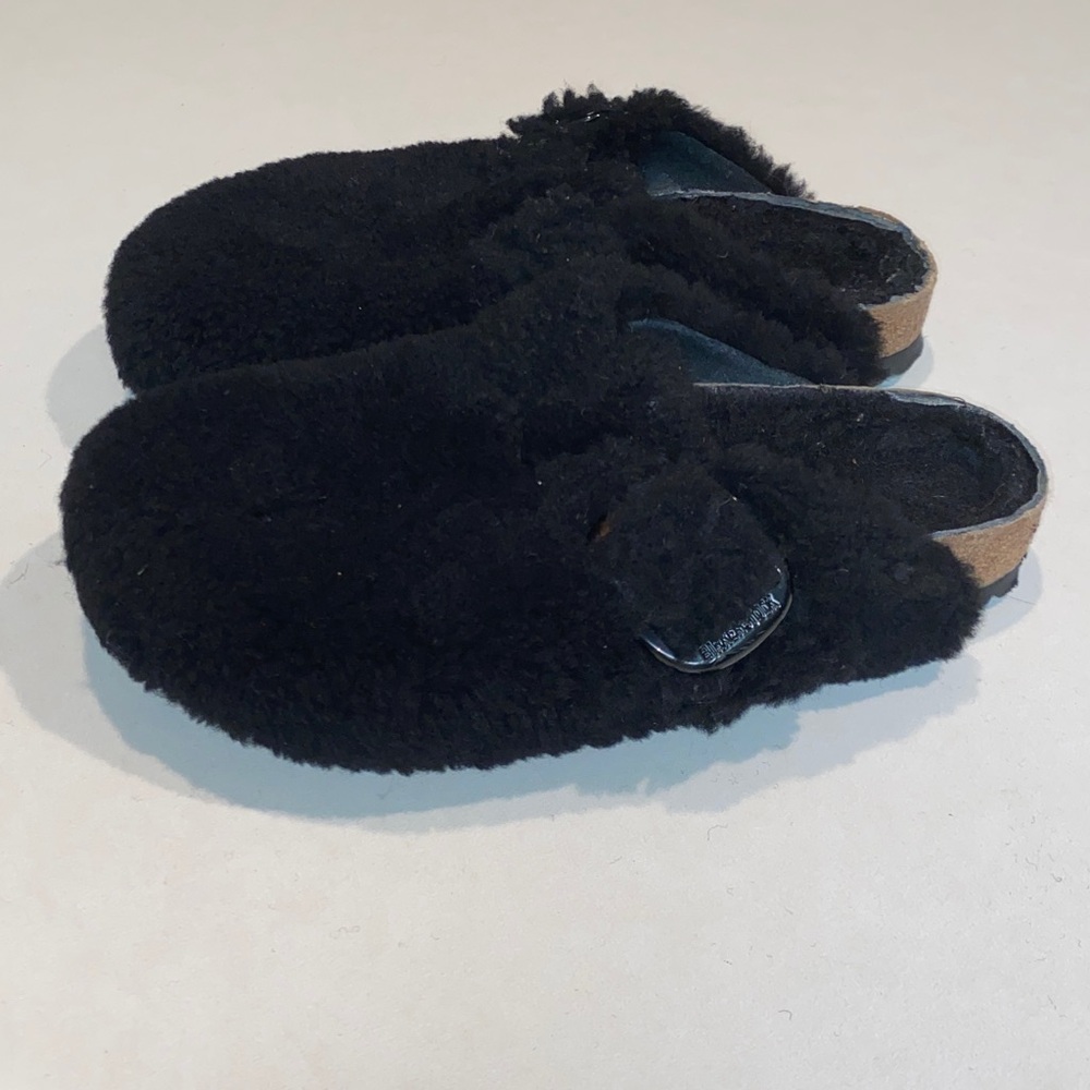 BIRKENSTOCK BOSTON SHEARLING MULE BUCKLE TEDDY BLACK BIRKS EU 37 WOMENS 6 MENS 4 - Picture 3 of 12